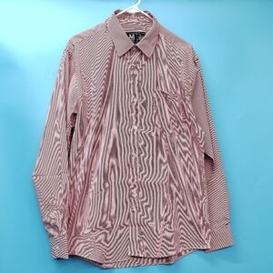Jonathan Martin Red and White Striped Button Down Shirt